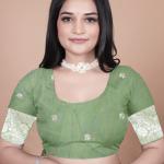 Elegant Sage Green Banarasi Silk Saree with Majestic Peacock Pallu