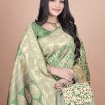 Emerald Green Banarasi Silk Saree with Silver Zari Detailing