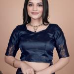 Sea Green & Navy Blue Banarasi Silk Saree with Zari Embellishment