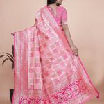 Baby Pink Banarasi Silk Saree with Rich Silver Zari Detailing