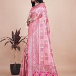 Baby Pink Banarasi Silk Saree with Rich Silver Zari Detailing