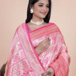 Baby Pink Banarasi Silk Saree with Rich Silver Zari Detailing