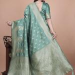 Elegant Mint Green Banarasi Silk Saree with Zari Weaving