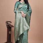 Elegant Mint Green Banarasi Silk Saree with Zari Weaving