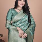 Elegant Mint Green Banarasi Silk Saree with Zari Weaving