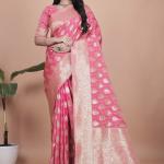 Rani Pink Banarasi Silk Saree with Golden Zari Weaving