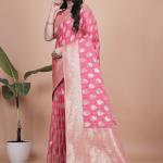 Rani Pink Banarasi Silk Saree with Golden Zari Weaving