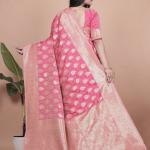 Rani Pink Banarasi Silk Saree with Golden Zari Weaving