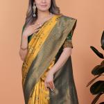 🌿💛 Regal Glow Banarasi Silk Saree 👑