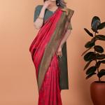 ❤️🌿 Crimson Majesty Banarasi Silk Saree 👑