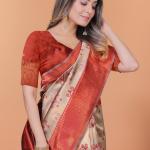 🌾🔥 Golden Ember Banarasi Silk Saree