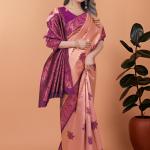 💜✨ Rosewood Elegance Banarasi Silk Saree 🌸