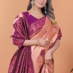 💜✨ Rosewood Elegance Banarasi Silk Saree 🌸