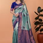 💙✨ Celestial Grace Banarasi Silk Saree 🌿