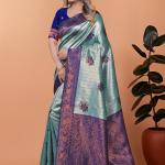 💙✨ Celestial Grace Banarasi Silk Saree 🌿