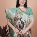 Elegant Peacock Motif Silk Saree
