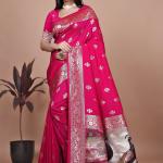 Majestic Magenta Silk Saree with Peacock Pallu