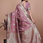 ❤️Dusty Rose Banarasi Silk Saree with Gold Zari Butti and Regal Pallu ❤️