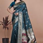 Teal Banarasi Silk Saree with Majestic Peacock Pallu