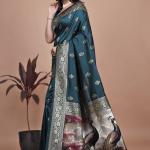 Teal Banarasi Silk Saree with Majestic Peacock Pallu