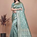 Sea Green Banarasi Silk Saree