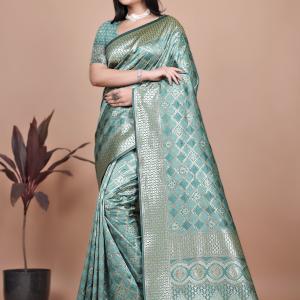 Sea Green Banarasi Silk Saree