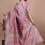 Mauve Pink Banarasi Silk Saree