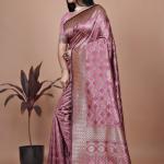 Mauve Pink Banarasi Silk Saree