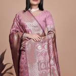 Mauve Pink Banarasi Silk Saree