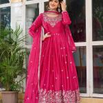 Rich Fuchsia Pink Traditional Anarkali Suit