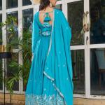 Bright Turquoise Blue Traditional Anarkali Suit