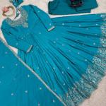 Bright Turquoise Blue Traditional Anarkali Suit