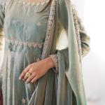 Steel Grey with subtle golden sheen Ethnic Anarkali Suit Set