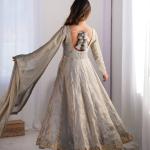 Steel Grey with subtle golden sheen Ethnic Anarkali Suit Set