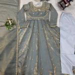 Sage Green with golden undertones Ethnic Anarkali Suit Set