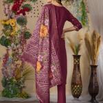 Wine Elegant Straight Kurti Pant Dupatta Set