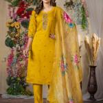 Mustard yellow Elegant Straight Kurti Pant Dupatta Set