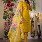 Mustard yellow Elegant Straight Kurti Pant Dupatta Set