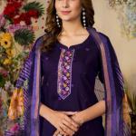 Purple Elegant Straight Kurti Pant Dupatta Set