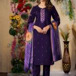 Purple Elegant Straight Kurti Pant Dupatta Set