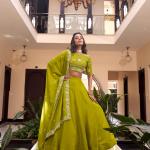 Parrot Pink Color Pearl Coding And Sequins Embroidery Work Star Georgette Lehenga Choli