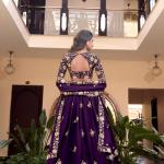 Purple Color Pearl Coding And Sequins Embroidery Work Vichitra Silk Lehenga Choli