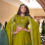 Parrot Pink Color Pearl Coding And Sequins Embroidery Work Star Georgette Lehenga Choli