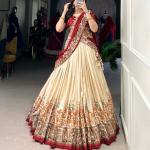 Printed Tussar Silk Sequins and Thread Embroidery Work choli