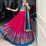 Printed Tussar Silk Sequins and Thread Embroidery Work choli