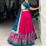 Printed Tussar Silk Sequins and Thread Embroidery Work choli