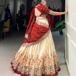 Printed Tussar Silk Sequins and Thread Embroidery Work choli