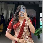 Printed Tussar Silk Sequins and Thread Embroidery Work choli