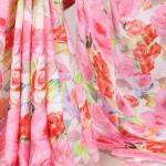 PINK : Dull Satin Floral Printed SAREE