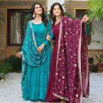 red pure Vichitra silk dress